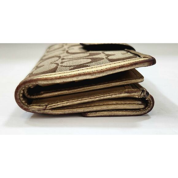 COACH 43609 Turnlock Signature Jacquard Bi-fold Wallet/ with Checkbook Wallet - Picture 11 of 11